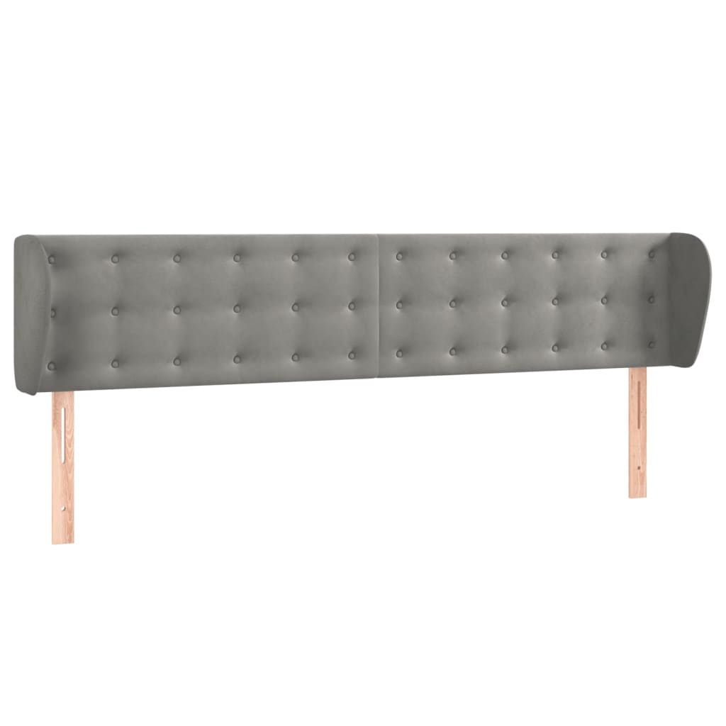 sengegavl med kanter 183x23x78/88cm fløjl lysegrå