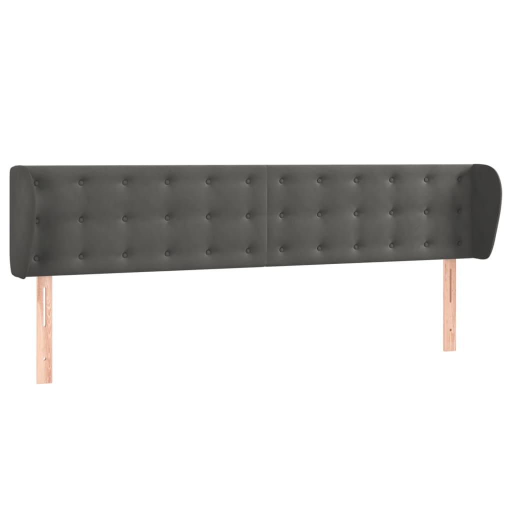 sengegavl med kanter 183x23x78/88 cm fløjl mørkegrå