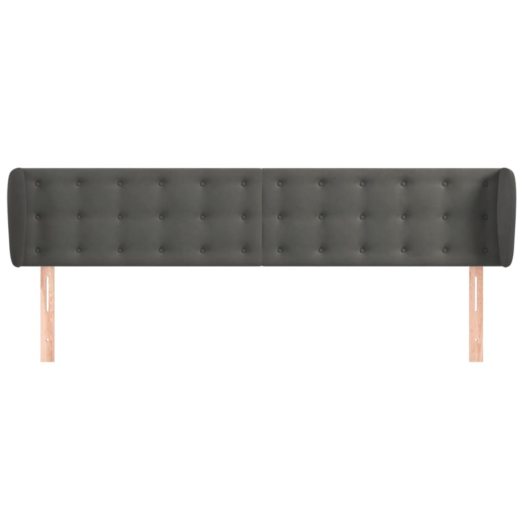 sengegavl med kanter 183x23x78/88 cm fløjl mørkegrå