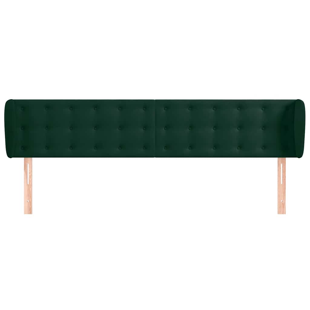 sengegavl med kanter 183x23x78/88 cm fløjl mørkegrøn
