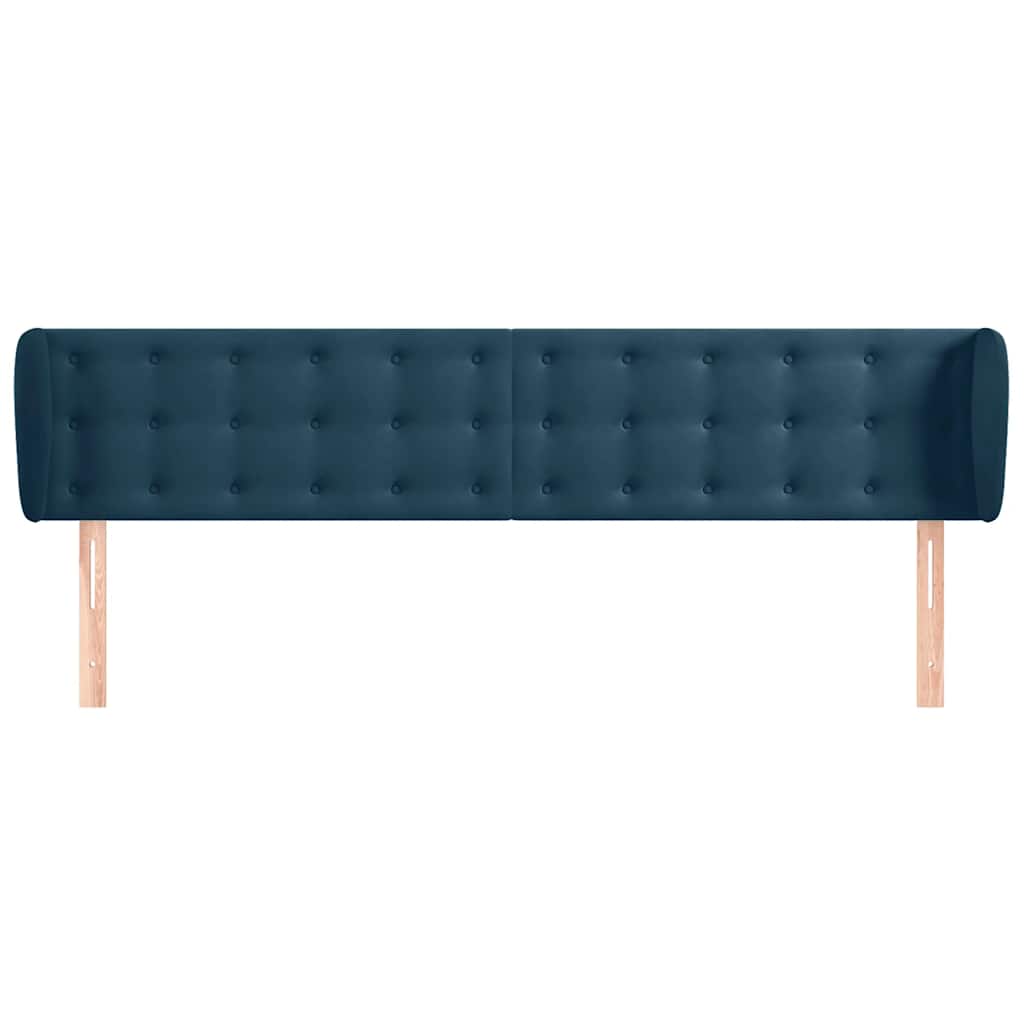 sengegavl med kanter 183x23x78/88 cm fløjl mørkeblå
