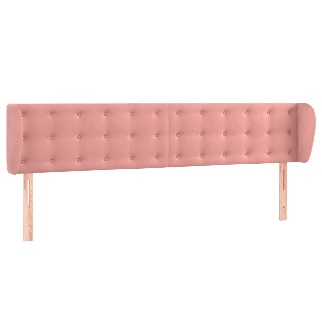sengegavl med kanter 183x23x78/88 cm fløjl lyserød
