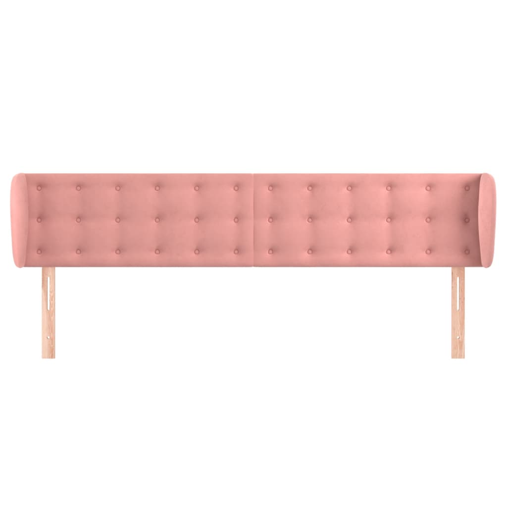 sengegavl med kanter 183x23x78/88 cm fløjl lyserød