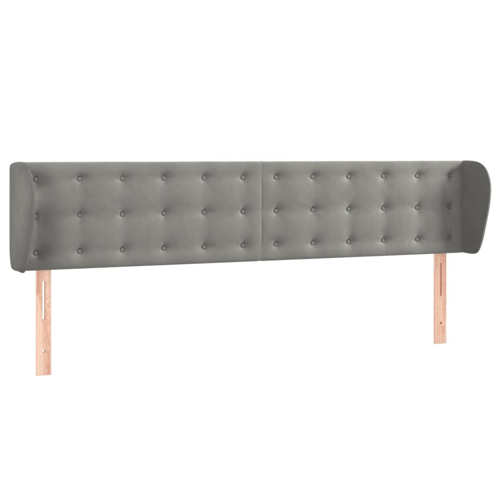 sengegavl med kanter 203x23x78/88cm fløjl lysegrå