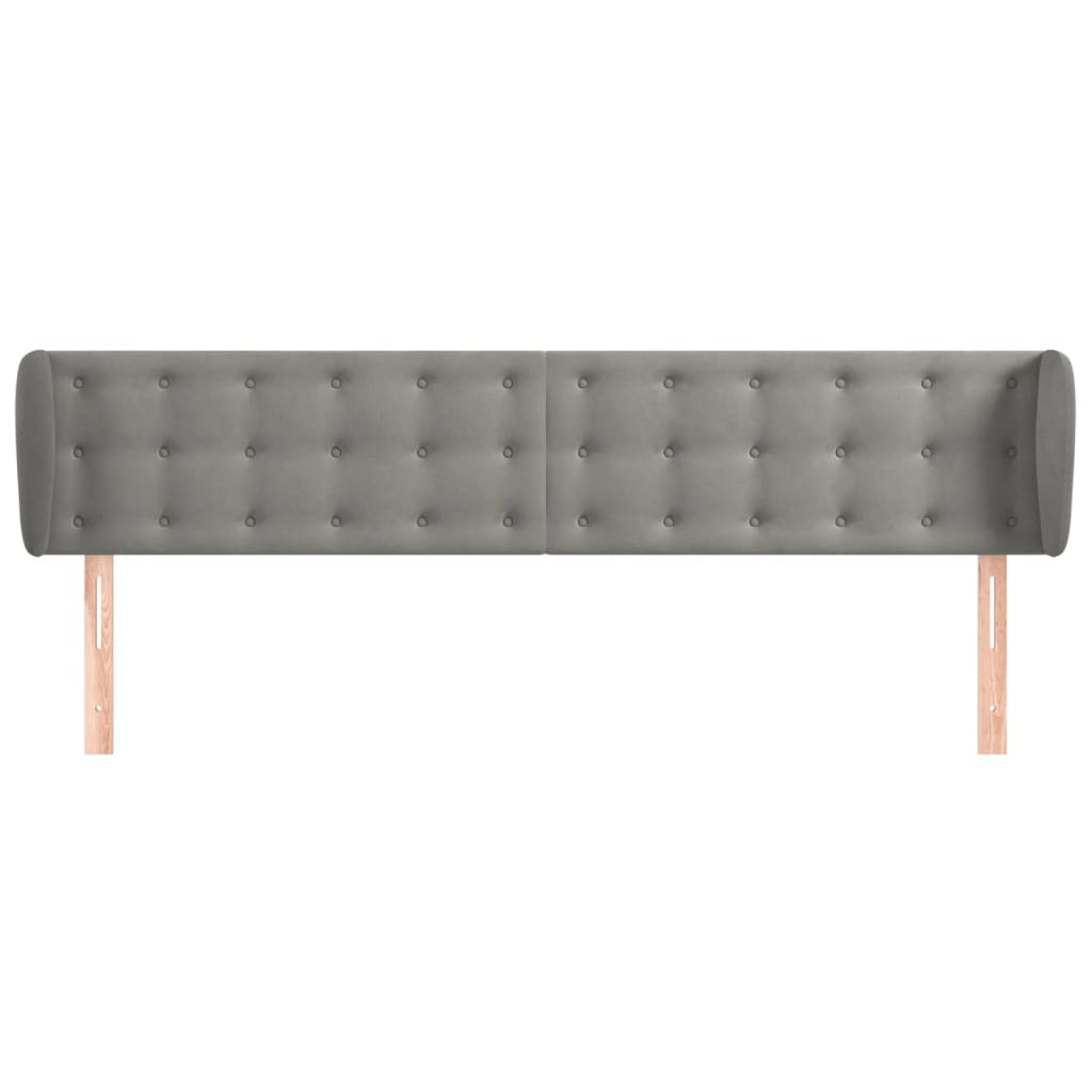 sengegavl med kanter 203x23x78/88cm fløjl lysegrå