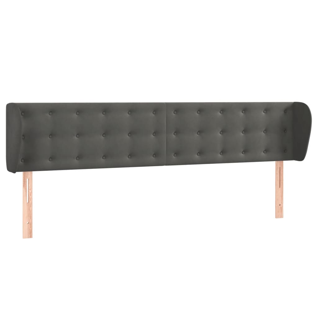 sengegavl med kanter 203x23x78/88 cm fløjl mørkegrå