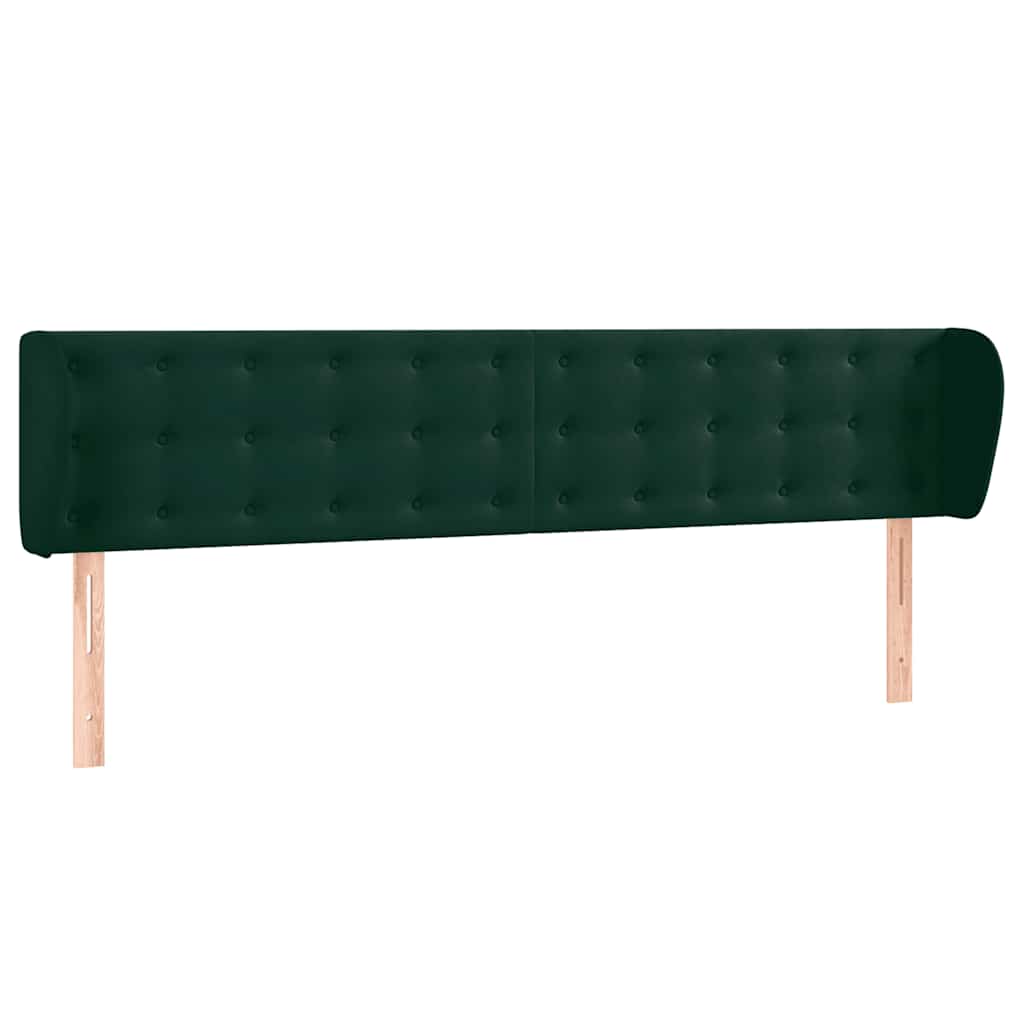 sengegavl med kanter 203x23x78/88 cm fløjl mørkegrøn