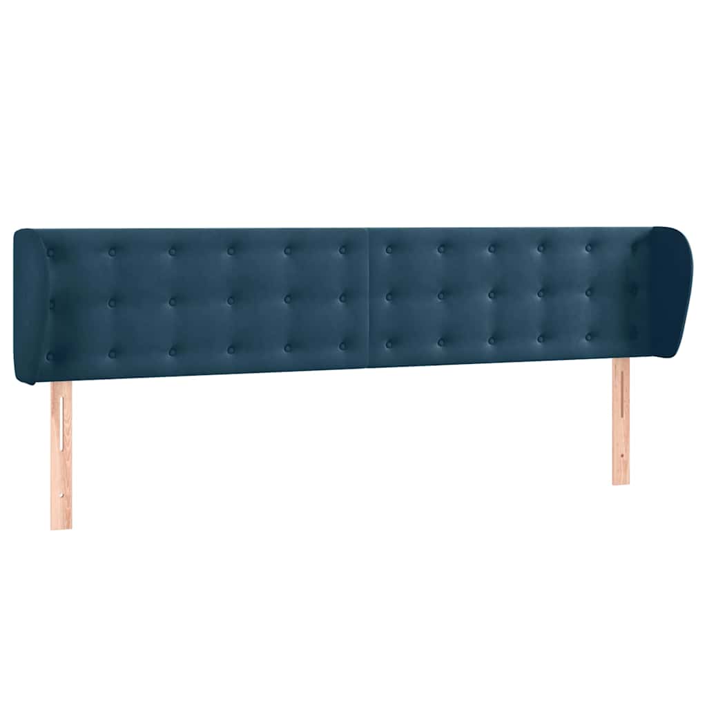 sengegavl med kanter 203x23x78/88 cm fløjl mørkeblå