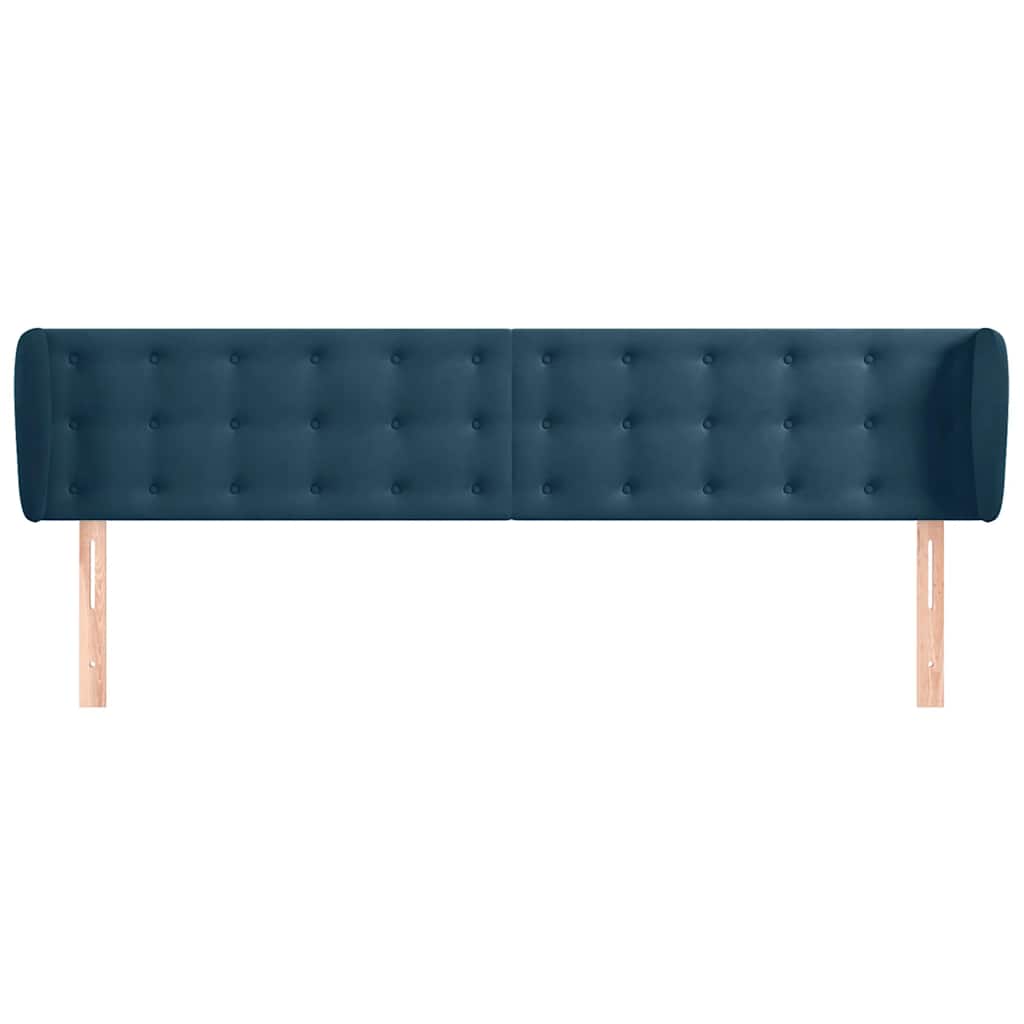 sengegavl med kanter 203x23x78/88 cm fløjl mørkeblå