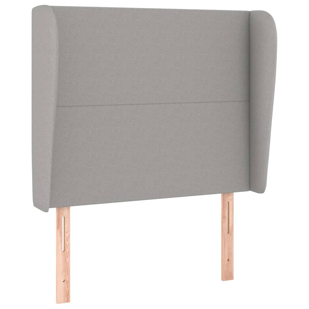 sengegavl med kanter 83x23x118/128 cm stof lysegrå
