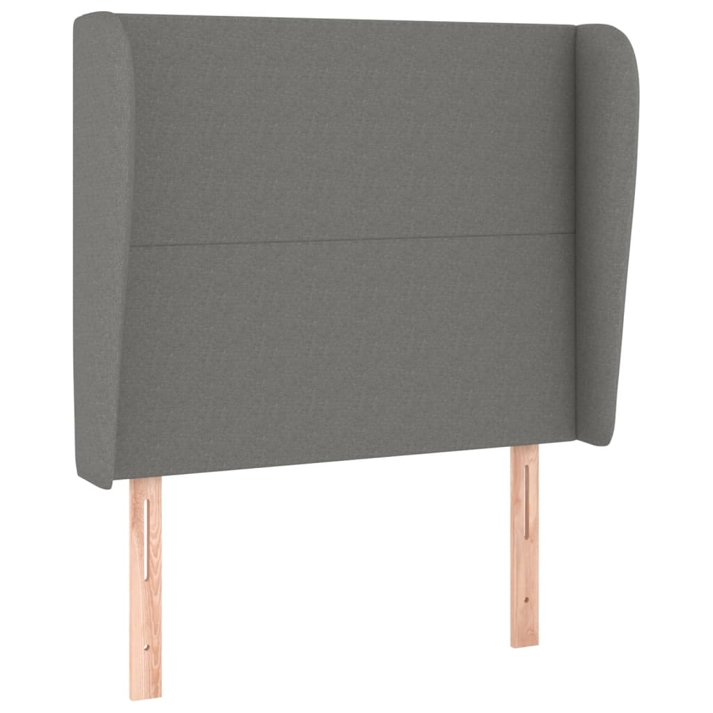sengegavl med kanter 83x23x118/128 cm stof mørkegrå