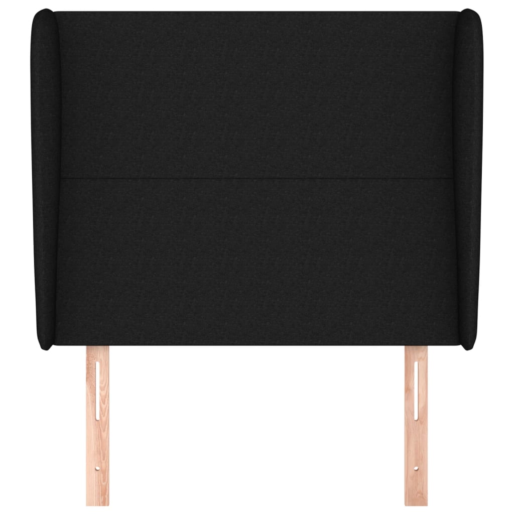 sengegavl med kanter 83x23x118/128 cm stof sort