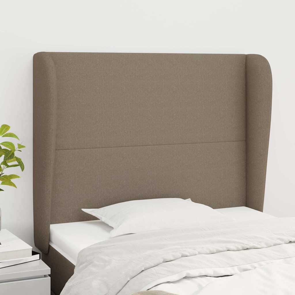sengegavl med kanter 83x23x118/128 cm stof gråbrun