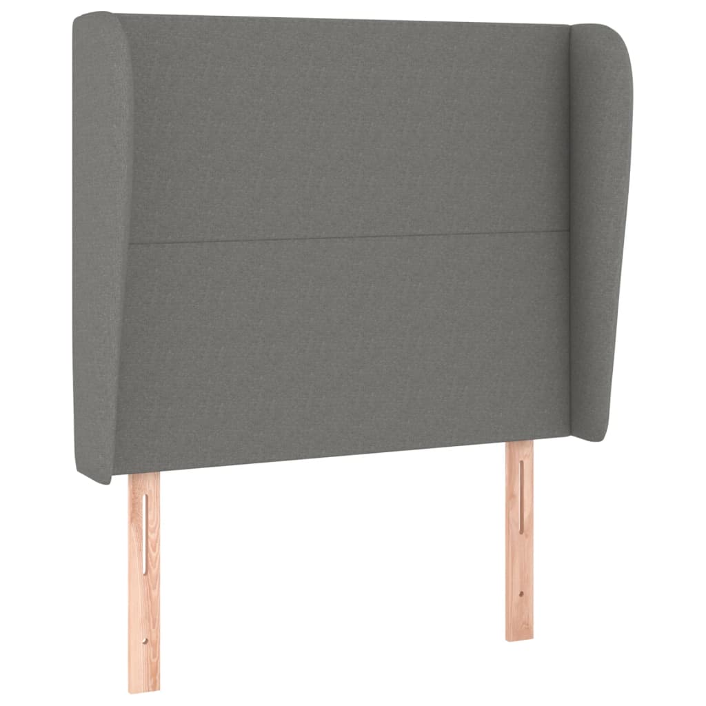 sengegavl med kanter 93x23x118/128 cm stof mørkegrå