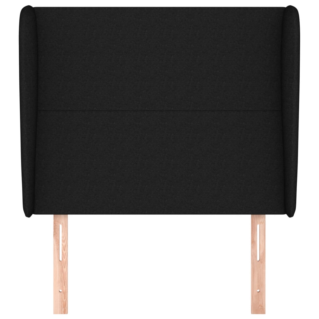 sengegavl med kanter 93x23x118/128 cm stof sort