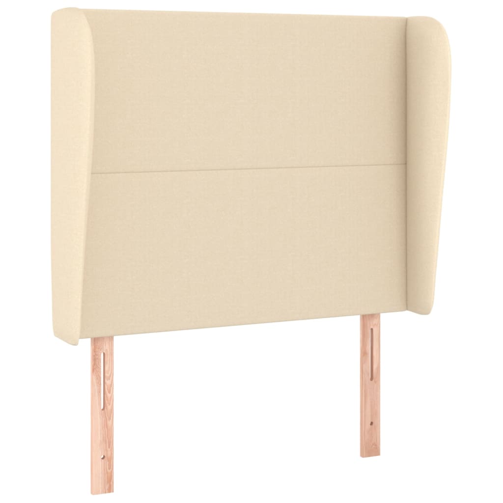 sengegavl med kanter 93x23x118/128 cm stof cremefarvet