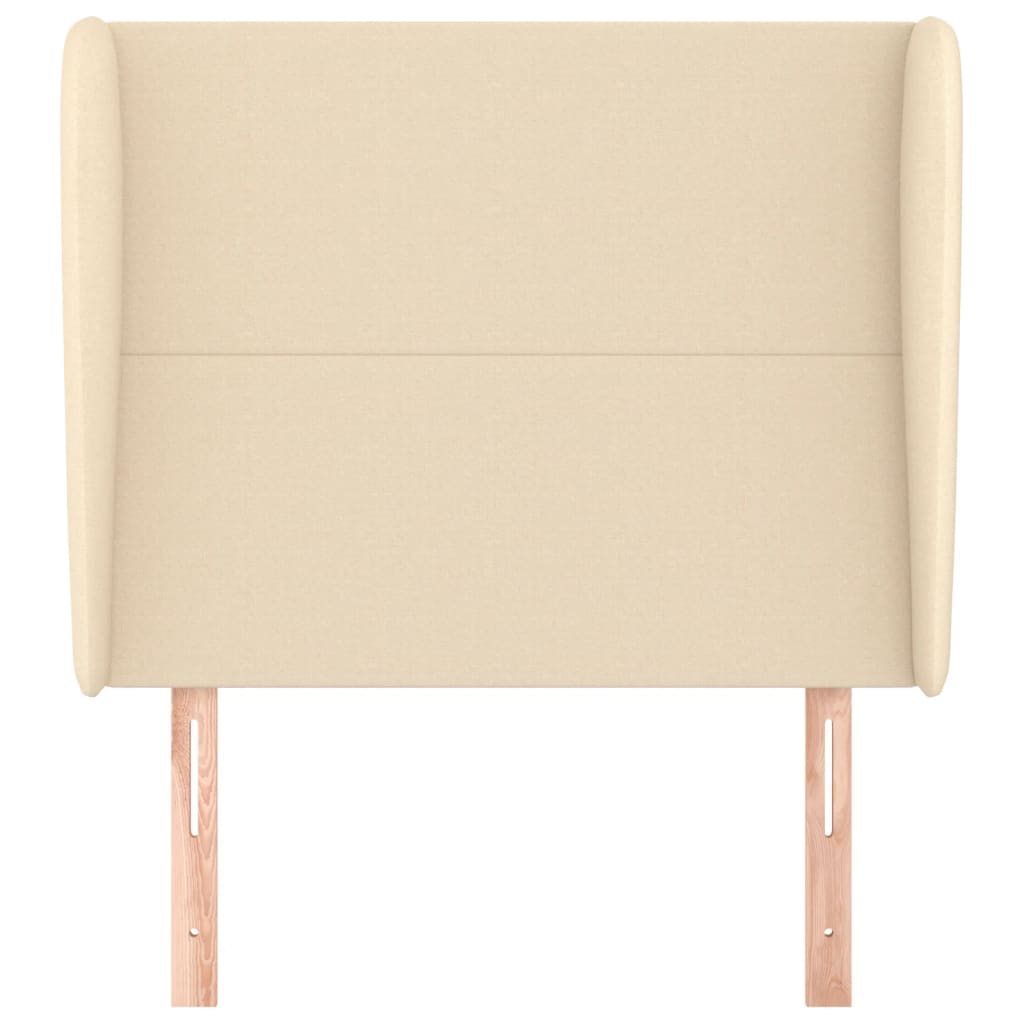 sengegavl med kanter 93x23x118/128 cm stof cremefarvet