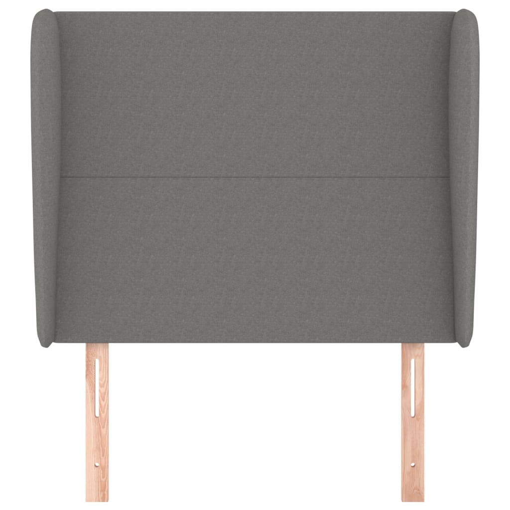 sengegavl med kanter 103x23x118/128 cm stof mørkegrå