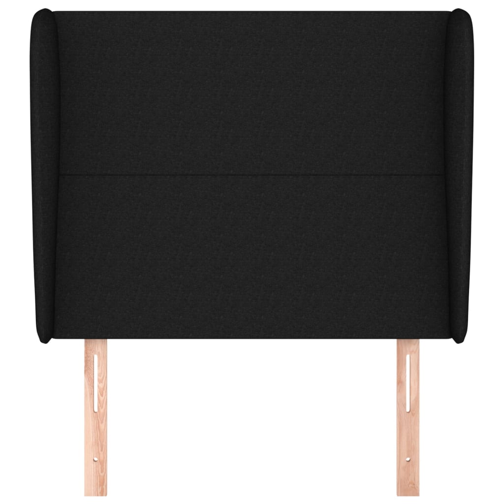 sengegavl med kanter 103x23x118/128 cm stof sort