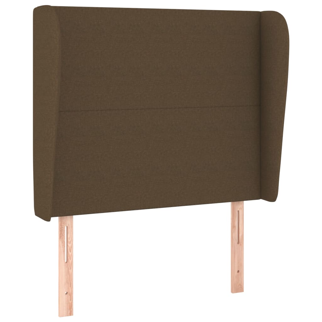 sengegavl med kanter 103x23x118/128 cm stof mørkebrun