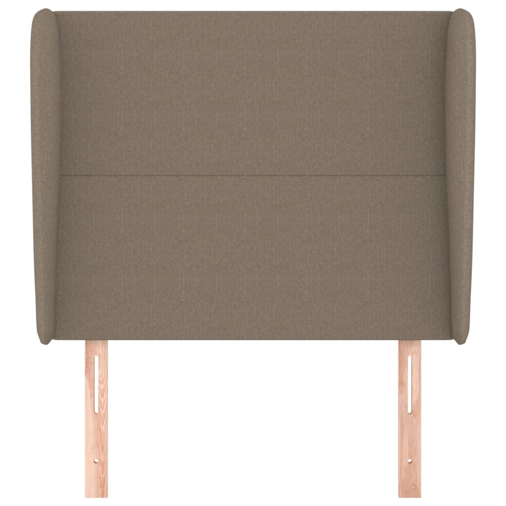 sengegavl med kanter 103x23x118/128 cm stof gråbrun