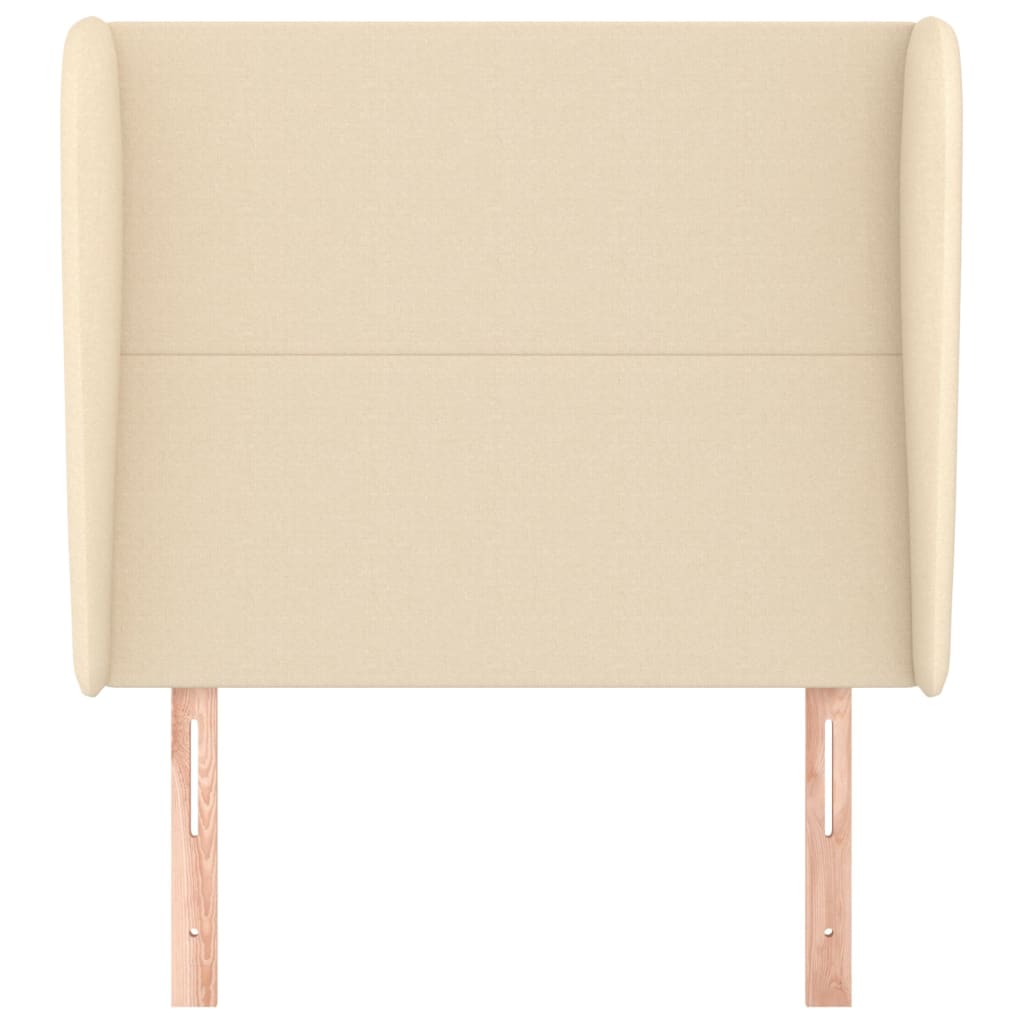 sengegavl med kanter 103x23x118/128 cm stof cremefarvet