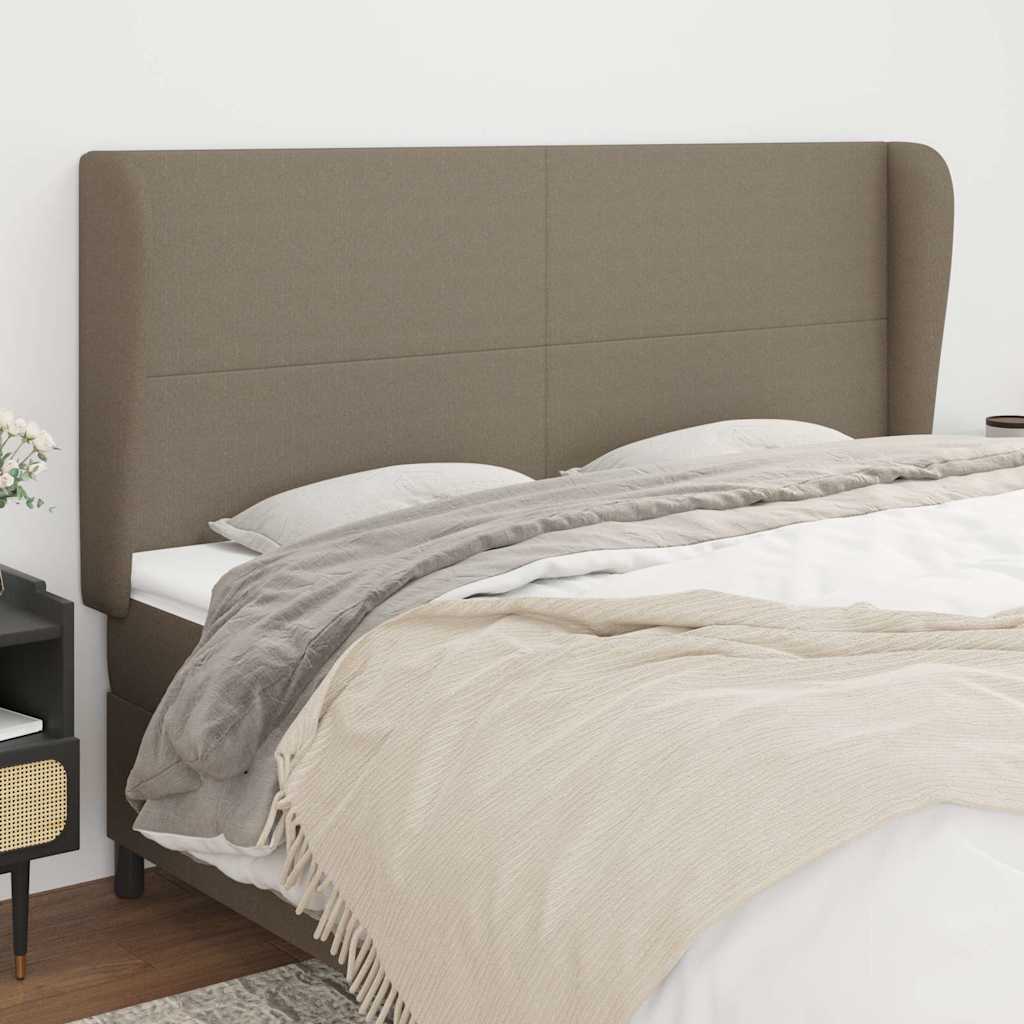 sengegavl med kanter 163x23x118/128 cm stof gråbrun