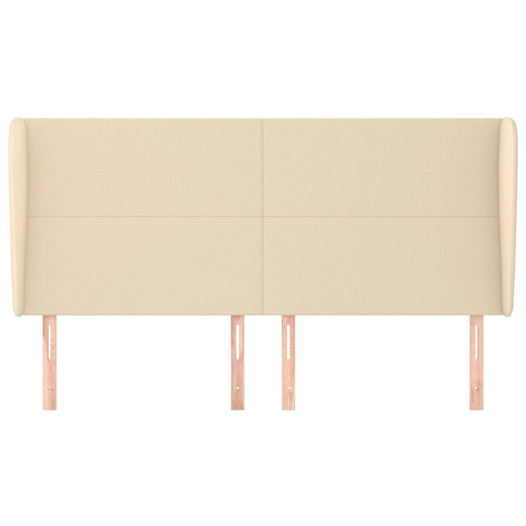 sengegavl med kanter 163x23x118/128 cm stof cremefarvet