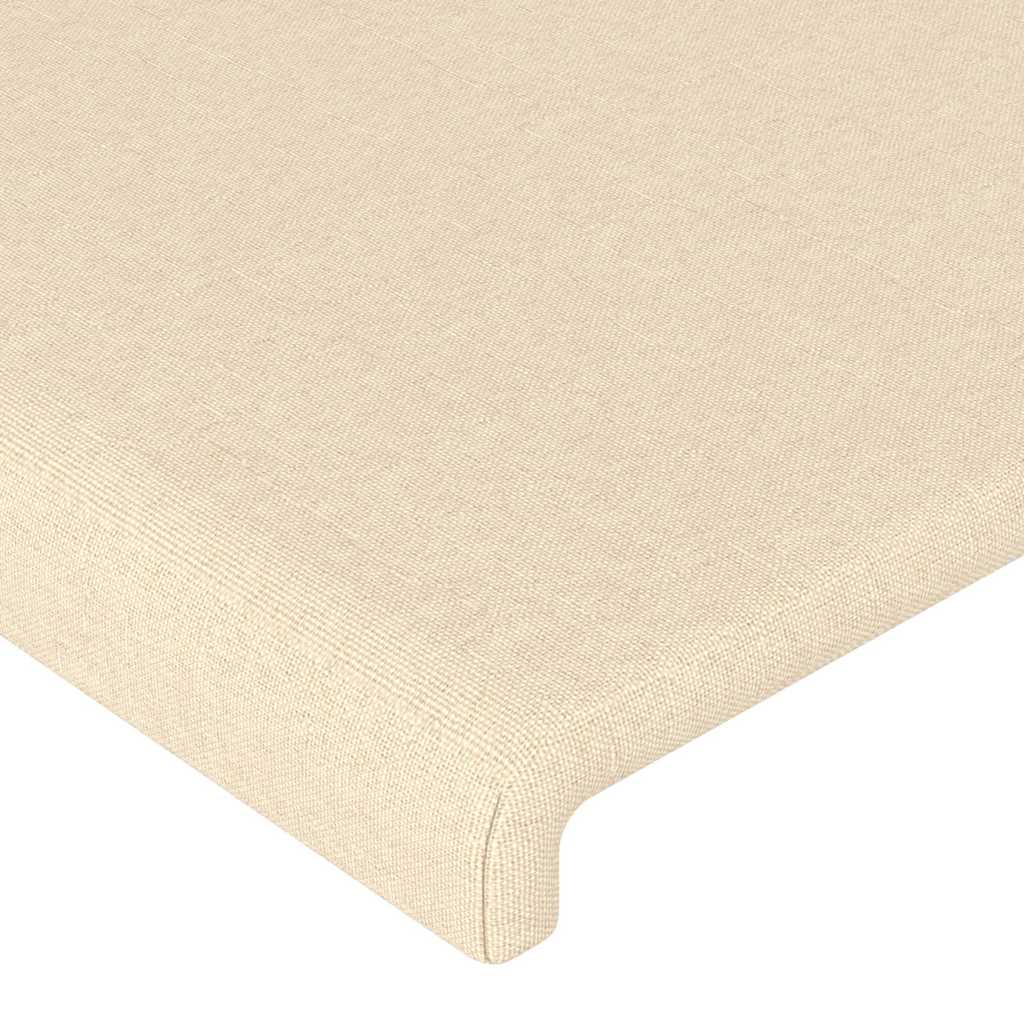 sengegavl med kanter 163x23x118/128 cm stof cremefarvet