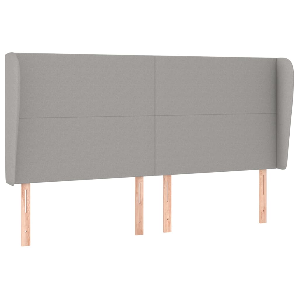 sengegavl med kanter 183x23x118/128 cm stof lysegrå