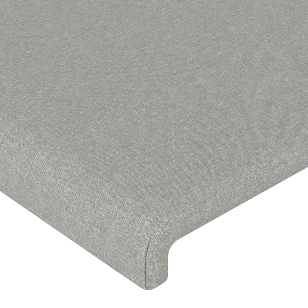sengegavl med kanter 183x23x118/128 cm stof lysegrå