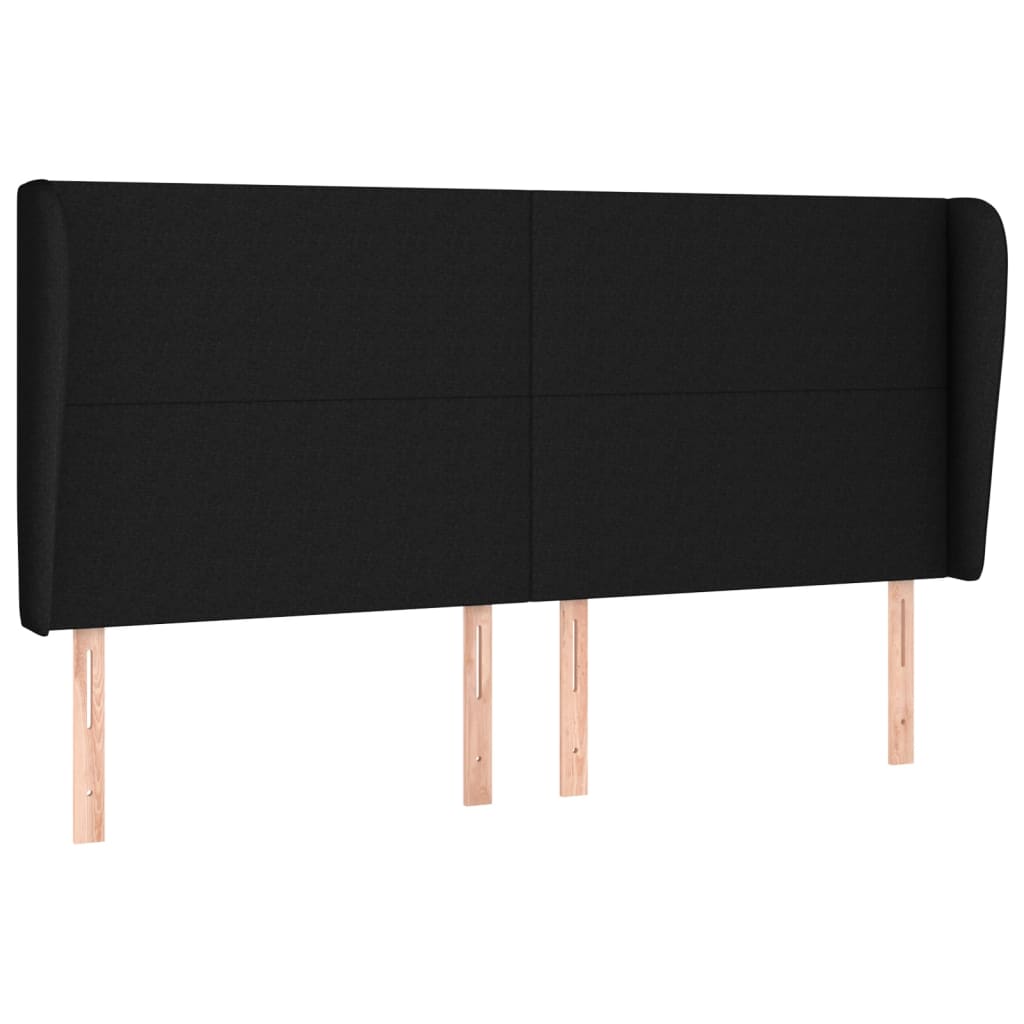 sengegavl med kanter 183x23x118/128 cm stof sort