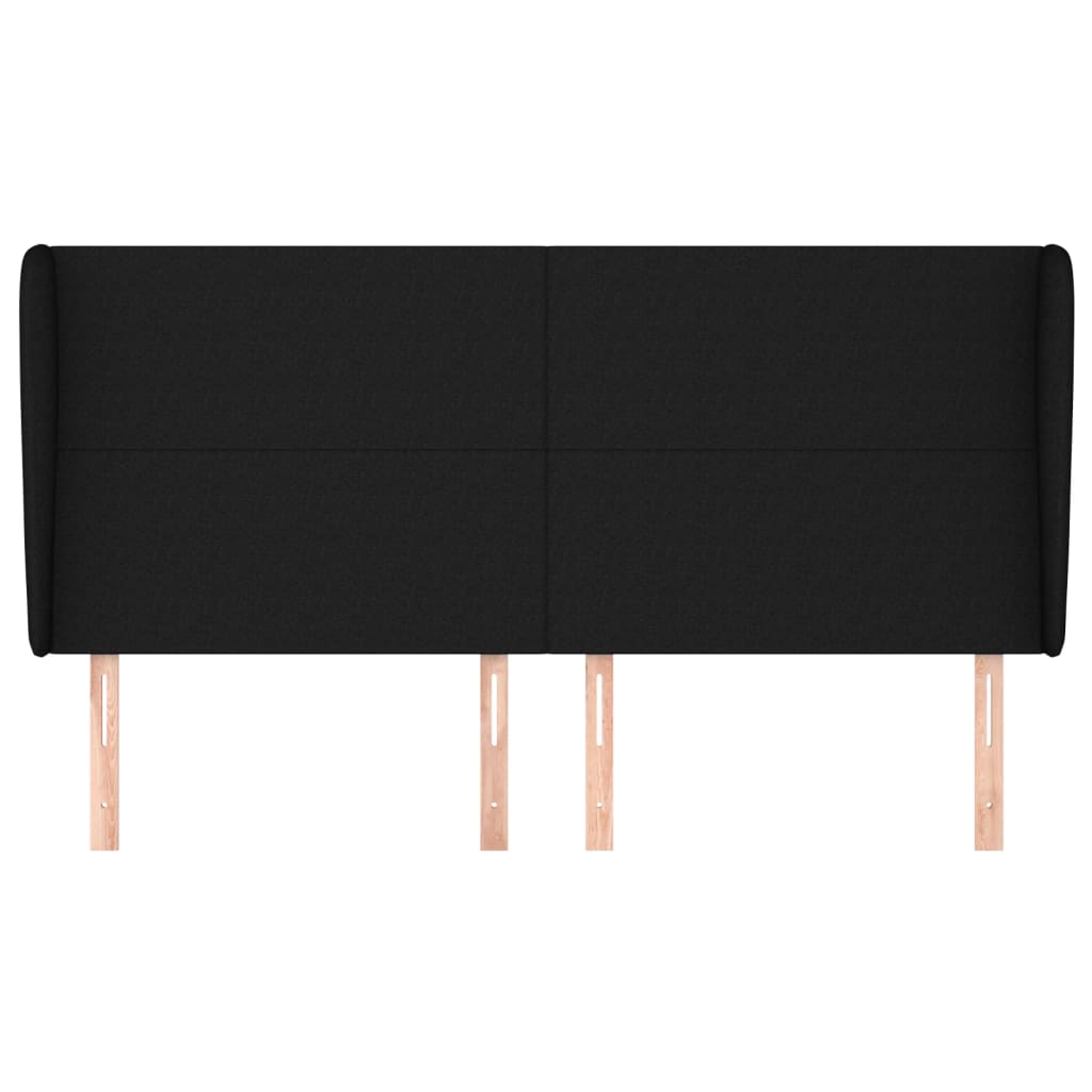 sengegavl med kanter 183x23x118/128 cm stof sort