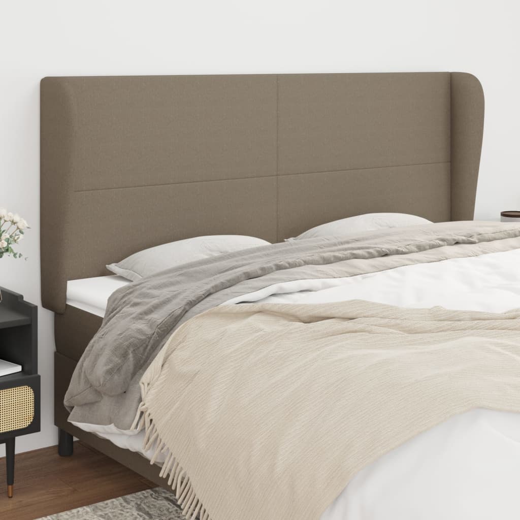 sengegavl med kanter 183x23x118/128 cm stof gråbrun