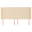 sengegavl med kanter 183x23x118/128 cm stof cremefarvet