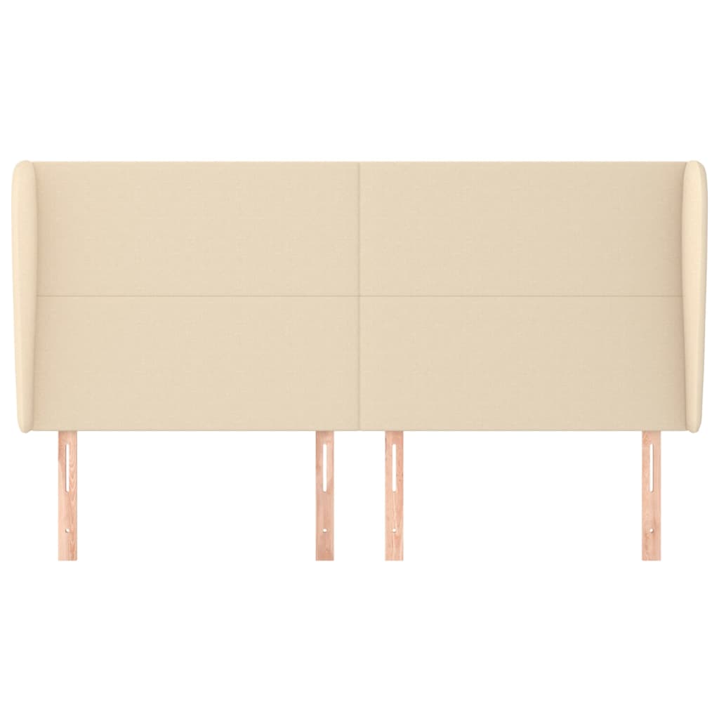 sengegavl med kanter 183x23x118/128 cm stof cremefarvet