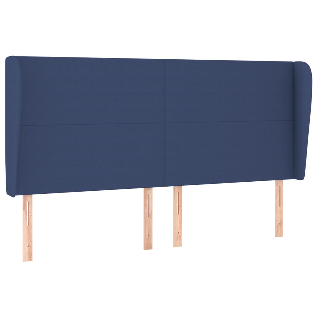 sengegavl med kanter 183x23x118/128 cm stof blå