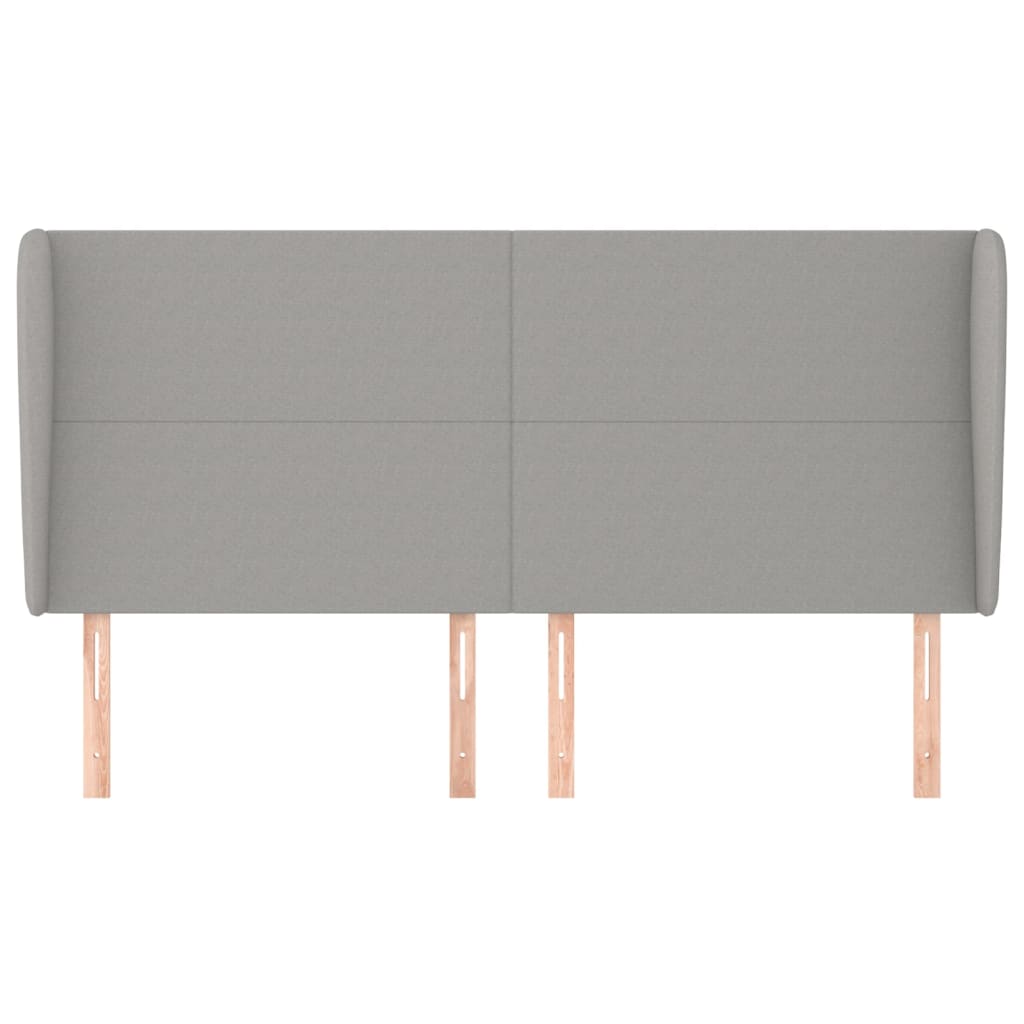 sengegavl med kanter 203x23x118/128 cm stof lysegrå