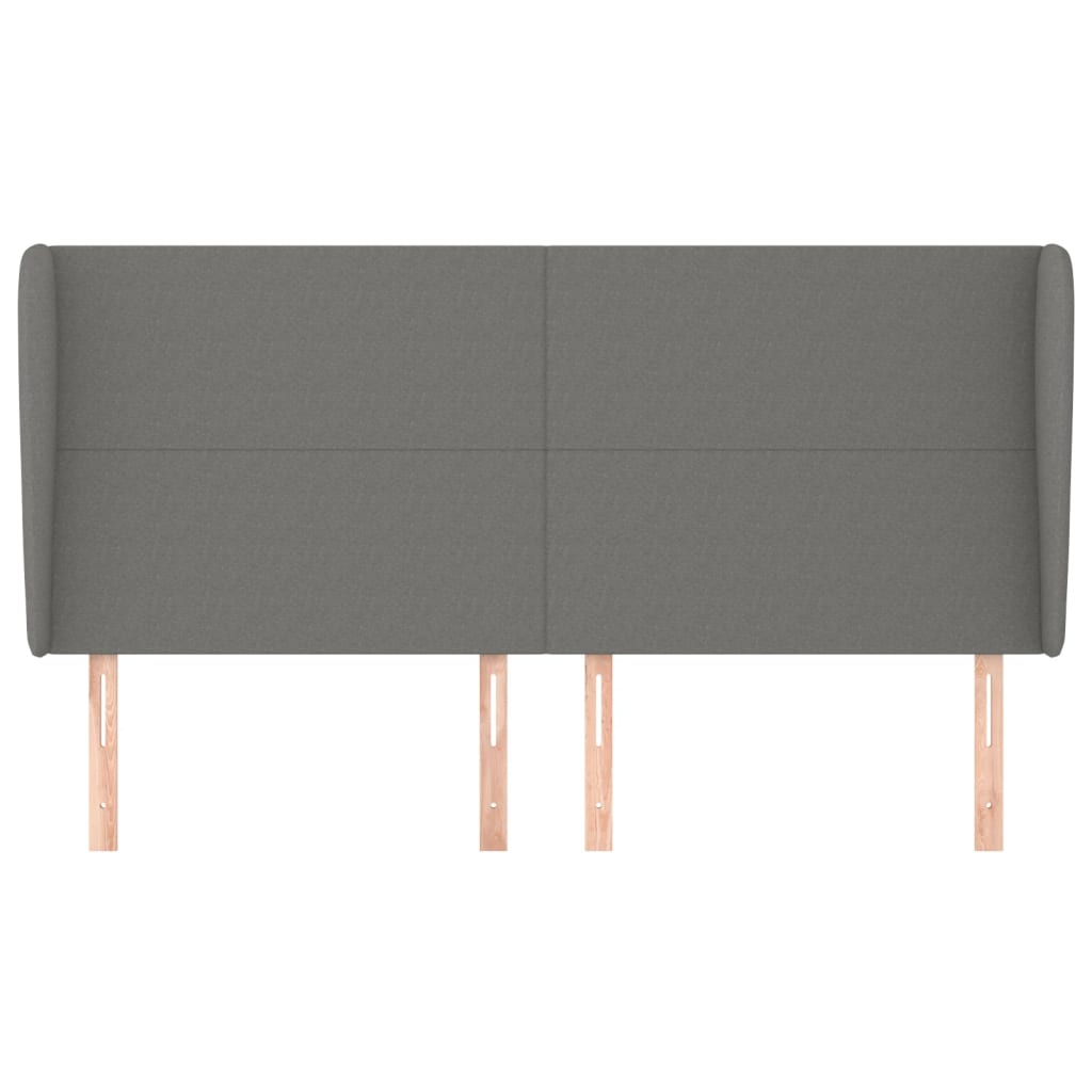sengegavl med kanter 203x23x118/128 cm stof mørkegrå