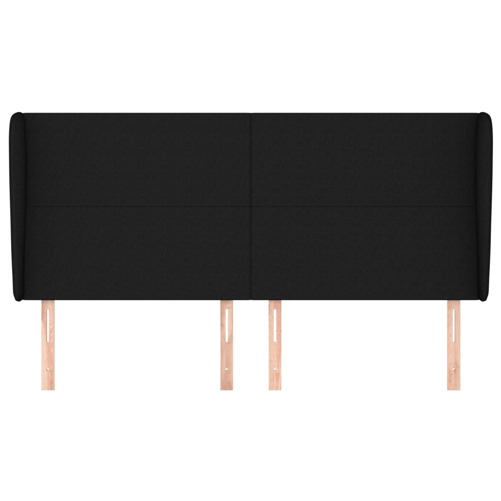 sengegavl med kanter 203x23x118/128 cm stof sort