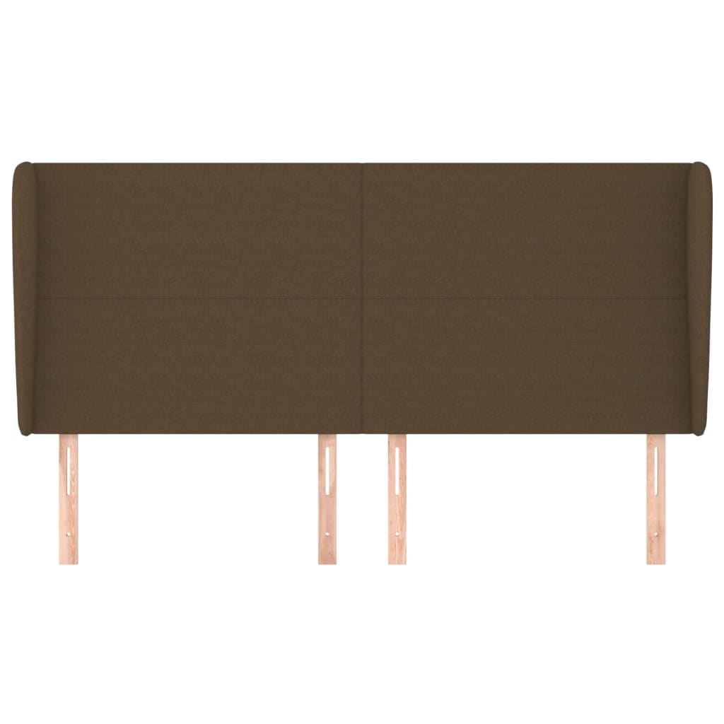 sengegavl med kanter 203x23x118/128 cm stof mørkebrun
