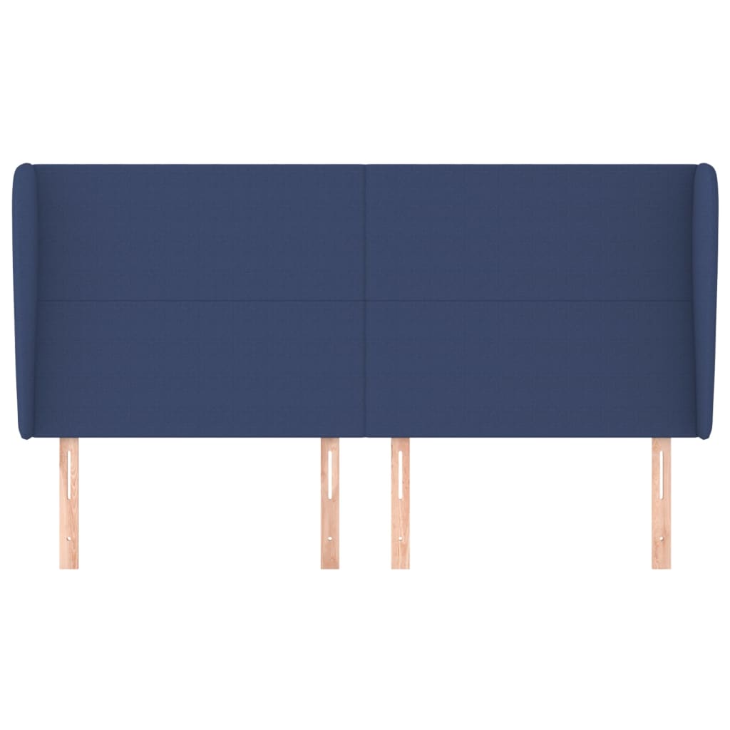sengegavl med kanter 203x23x118/128 cm stof blå