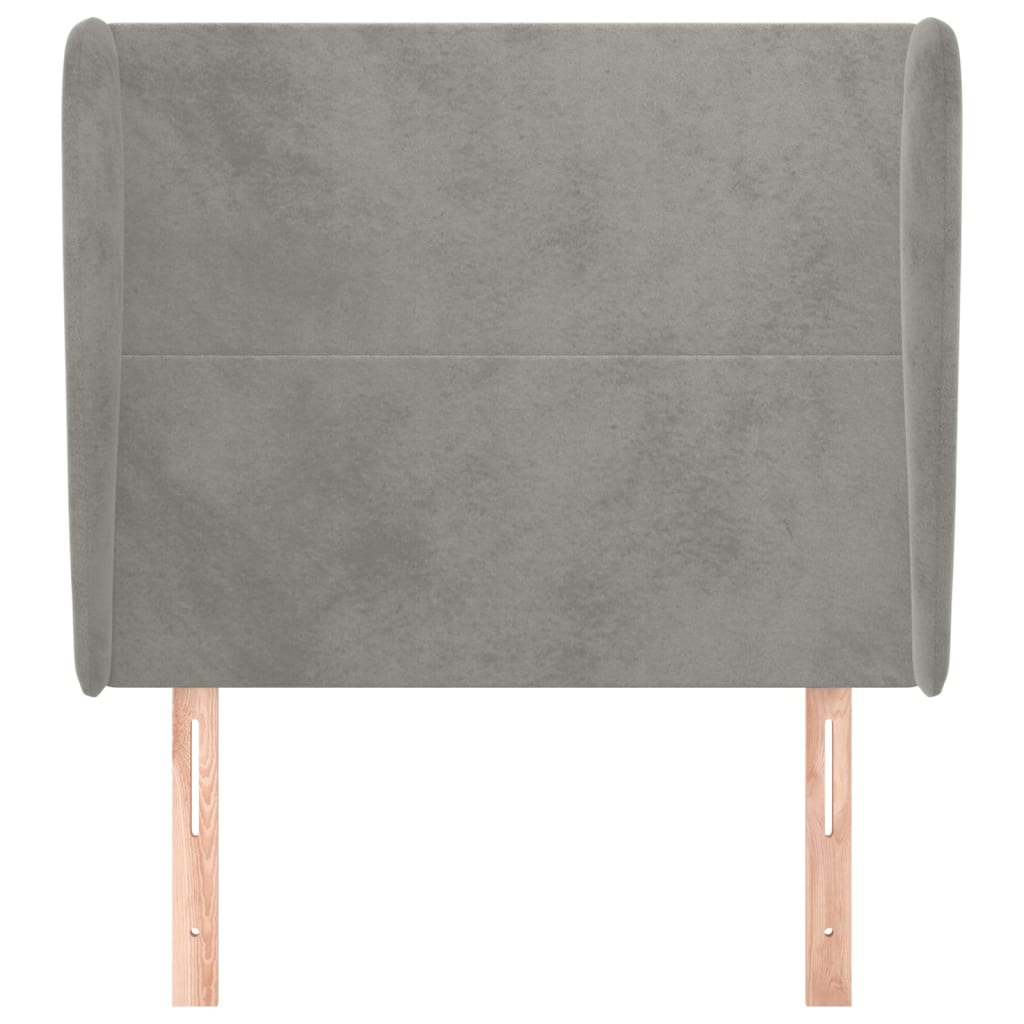 sengegavl med kanter 83x23x118/128 cm fløjl lysegrå