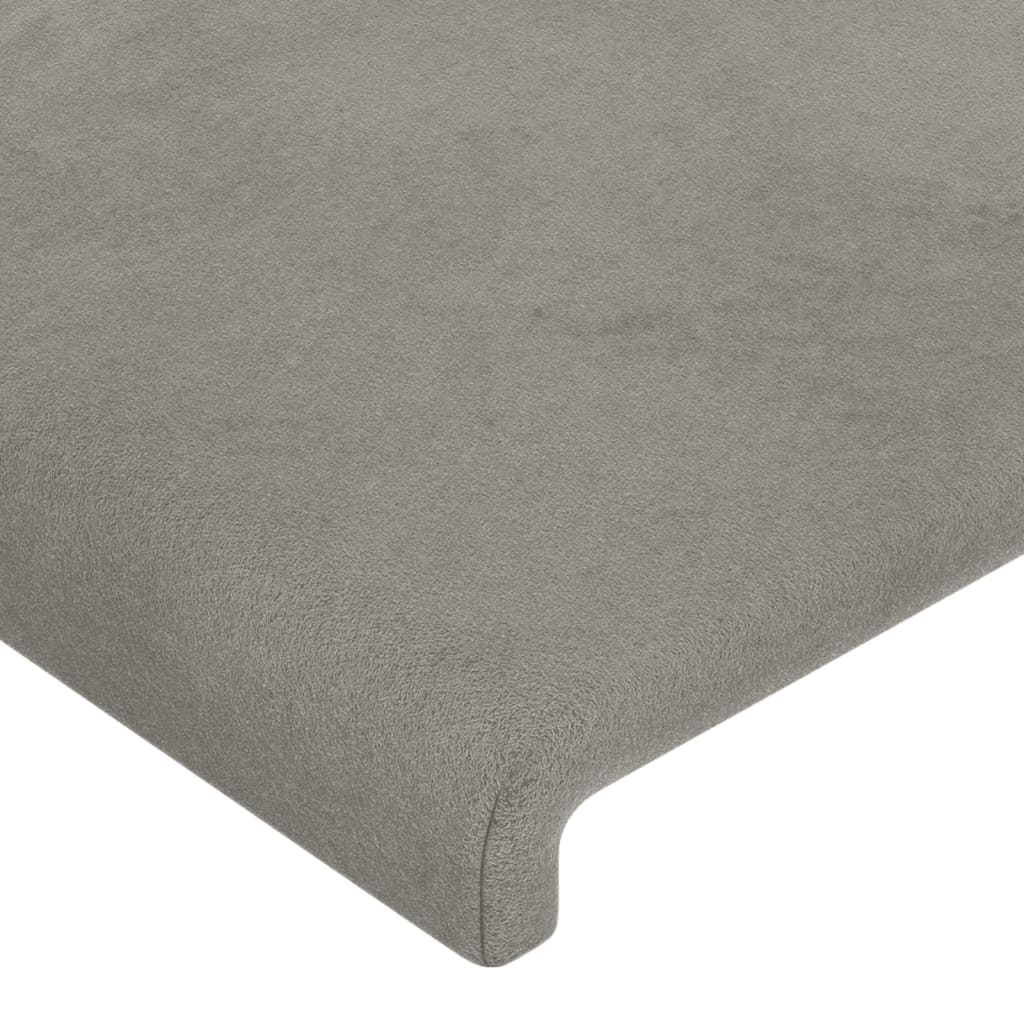 sengegavl med kanter 83x23x118/128 cm fløjl lysegrå