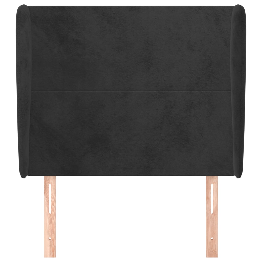 sengegavl med kanter 83x23x118/128 cm fløjl sort