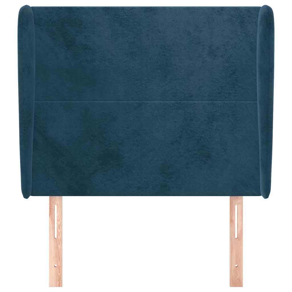 sengegavl med kanter 83x23x118/128 cm fløjl mørkeblå