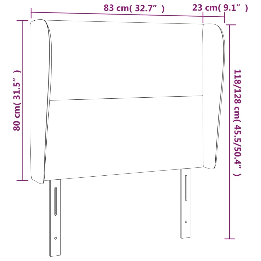 sengegavl med kanter 83x23x118/128 cm fløjl pink