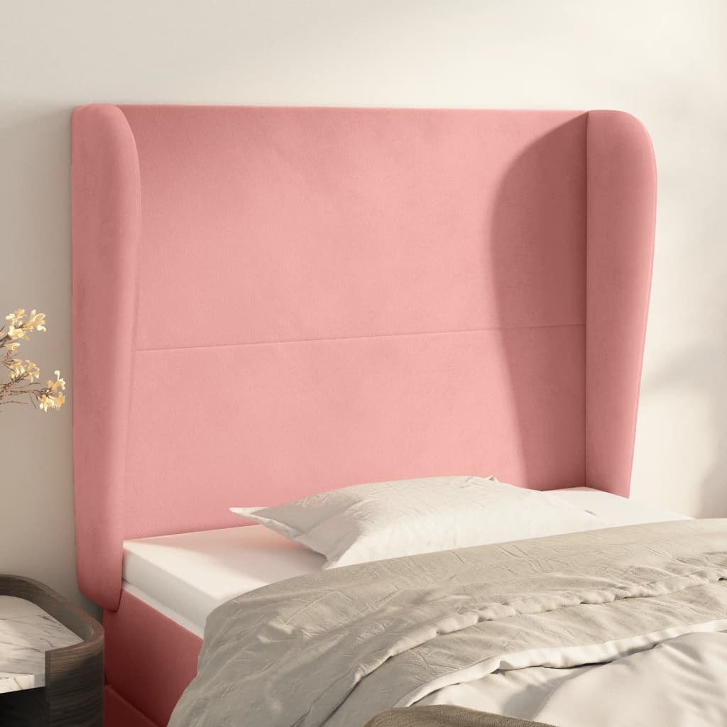sengegavl med kanter 83x23x118/128 cm fløjl pink