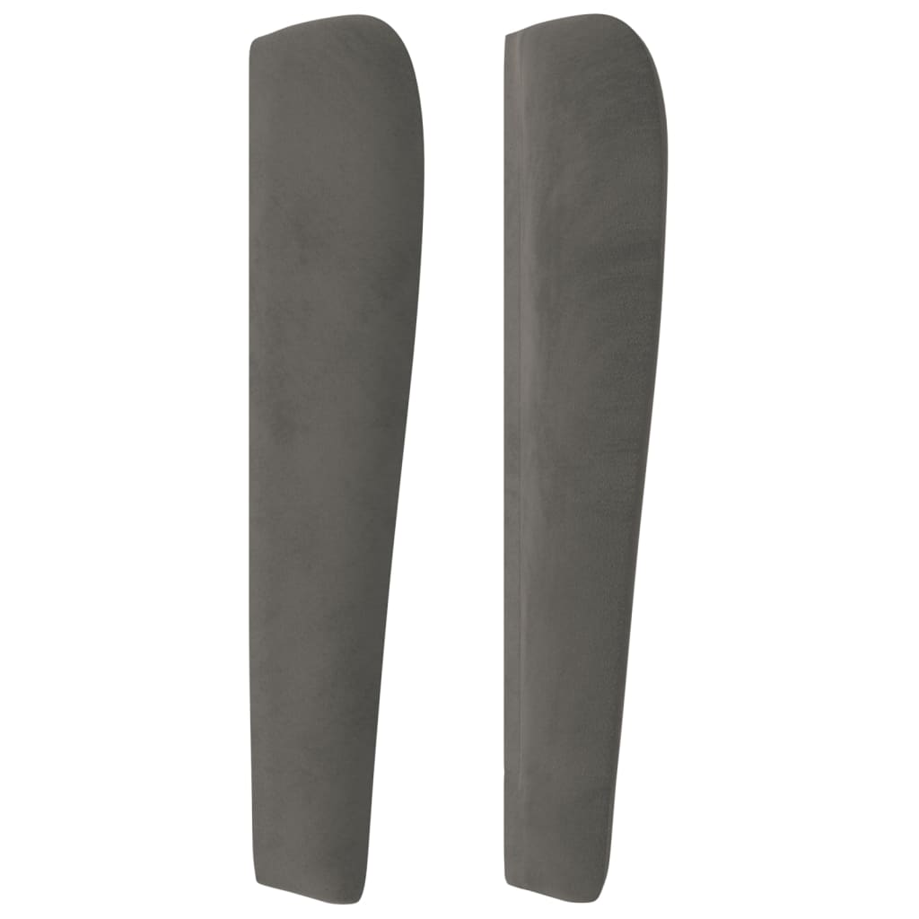 sengegavl med kanter 93x23x118/128 cm fløjl mørkegrå