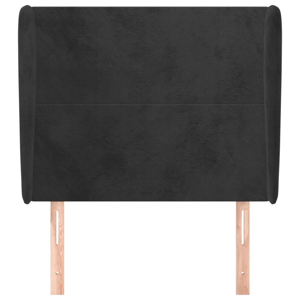 sengegavl med kanter 93x23x118/128 cm fløjl sort